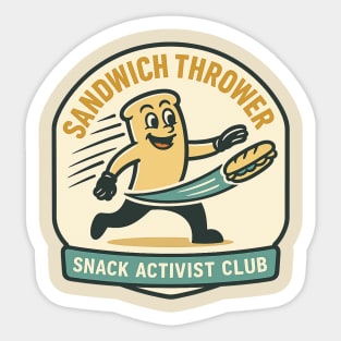 Sandwich Thrower - Retro Protest Poster Parody Sticker